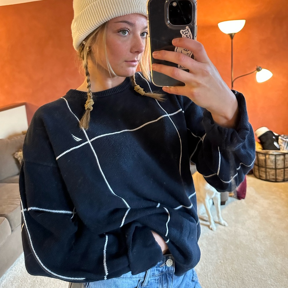 Vintage Nautica grid sweater